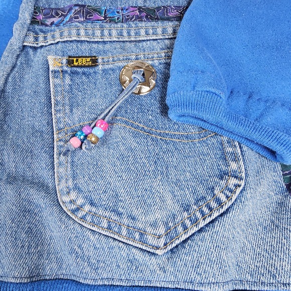 Vtg For You By Cathleen Peters Denim /Sweatshirt Jacket Recycled‎ design western - Picture 2 of 10